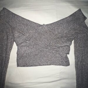 Stylish Off-Shoulder Gray Top